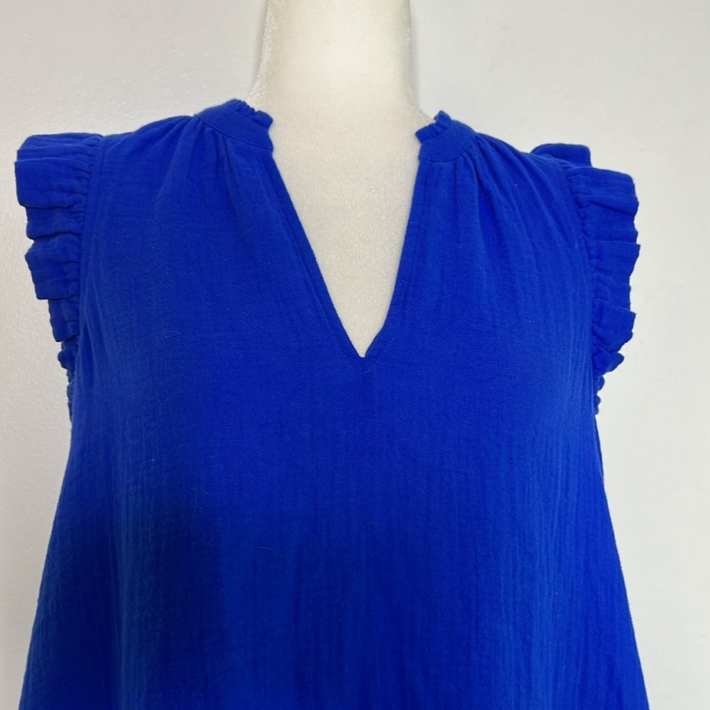 Boden Royal Blue Ruffled Sleeve V-Neck Sundress, Size 2R - Picture 3 of 9